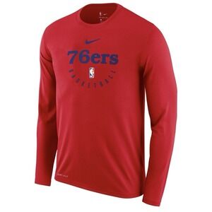 Nike Philadelphia 76ers Basketball Long Sleeve Dri-FIT T-Shirt Men's Medium Red